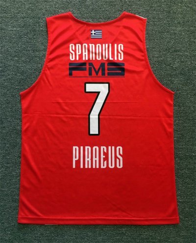 Vassilis Spanoulis 7 Olympiacos Piraeus Retro Basketball Jersey